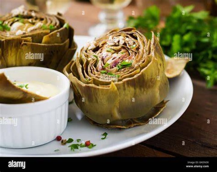 Grilled artichokes roasted baked artichokes cooked with garlic sauce