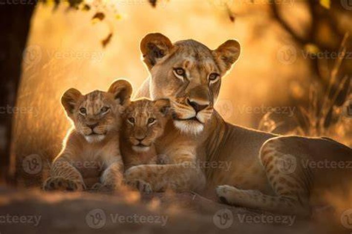 Lioness with her cubs